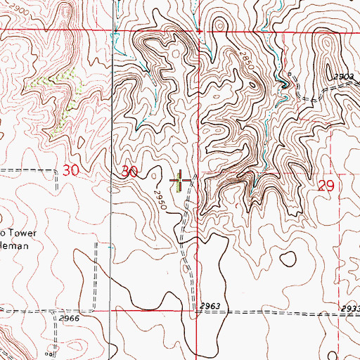 Topographic Map of 36N45E30DAAA01 Well, MT