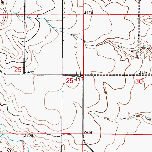Topographic Map of 36N47E25DAAA02 Well, MT