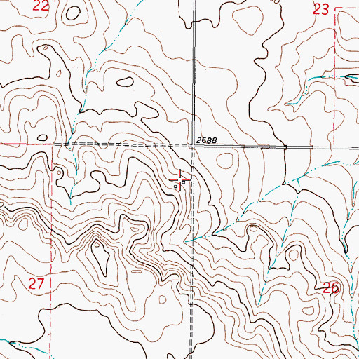 Topographic Map of 36N45E27AADA01 Well, MT