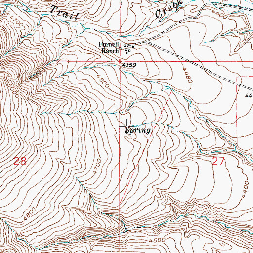 Topographic Map of 36N03E27BCB01_ Spring, MT
