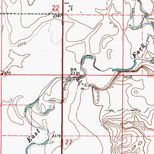 Topographic Map of 36N48E27ABAB01 Well, MT