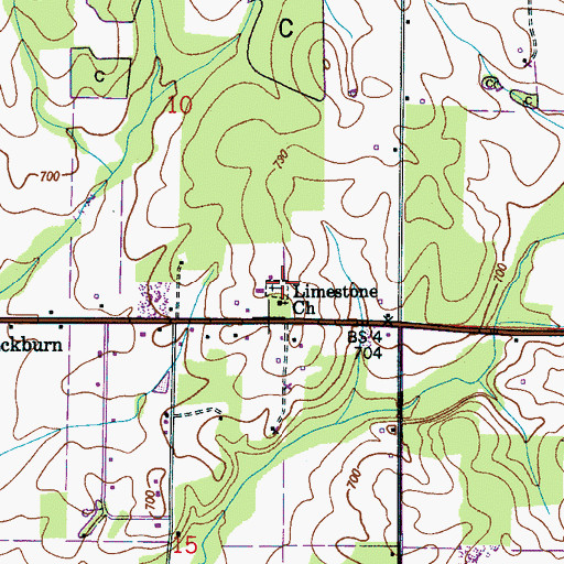 Topographic Map of Limestone Presbyterian Church Cemetery, AL