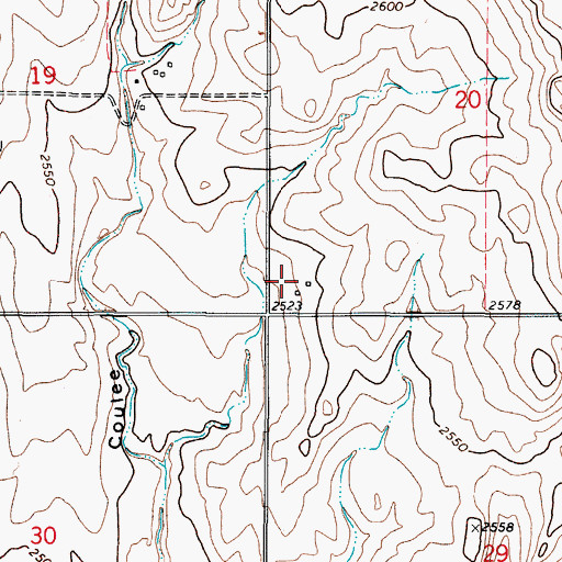 Topographic Map of 36N47E20CCCC01 Well, MT