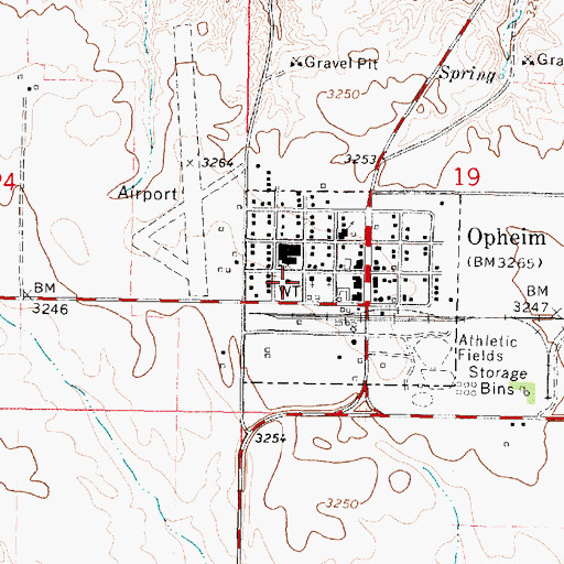 Topographic Map of 36N41E19CBCD01 Well, MT