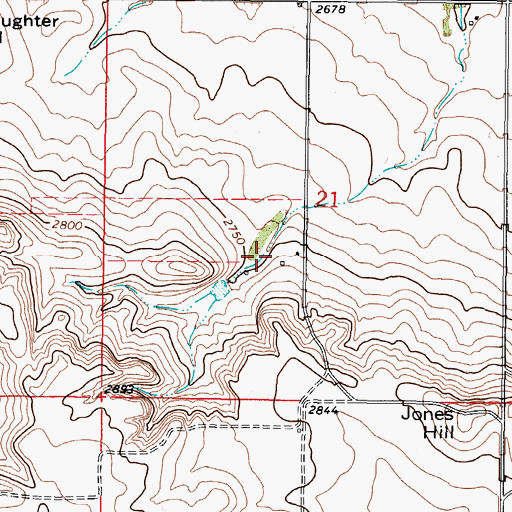 Topographic Map of 36N45E21CADB01 Well, MT