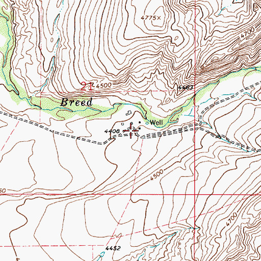 Topographic Map of 36N04E21DBDA01 Well, MT