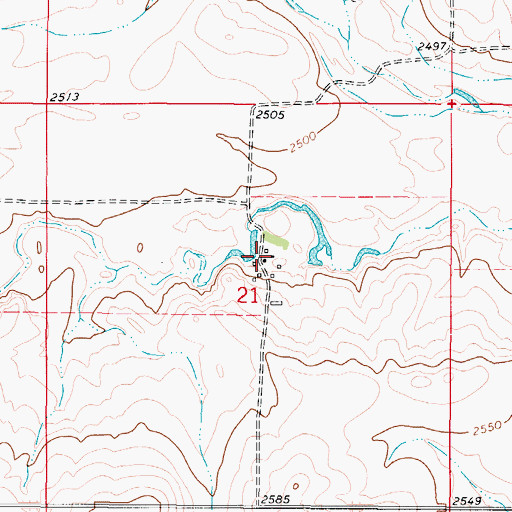 Topographic Map of 36N46E21ACCB01 Well, MT