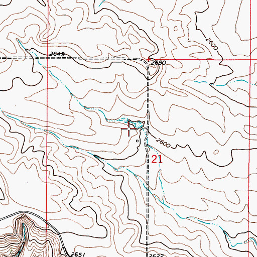 Topographic Map of 36N47E21BDAC01 Well, MT