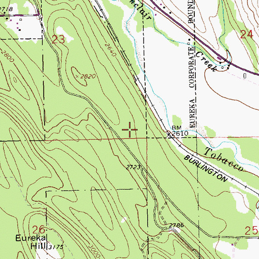 Topographic Map of 36N27W23DDDD01 Well, MT