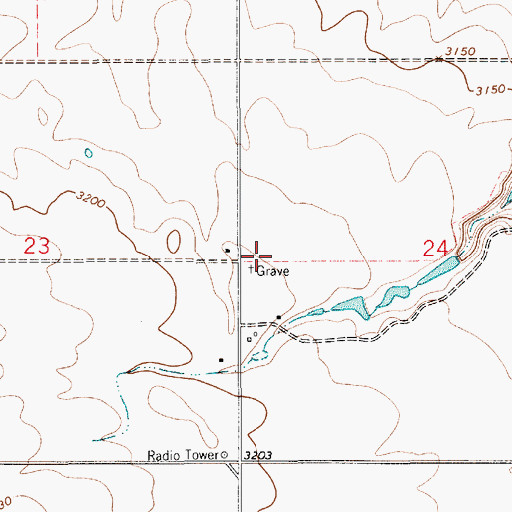 Topographic Map of 36N07E24CBCA02 Well, MT