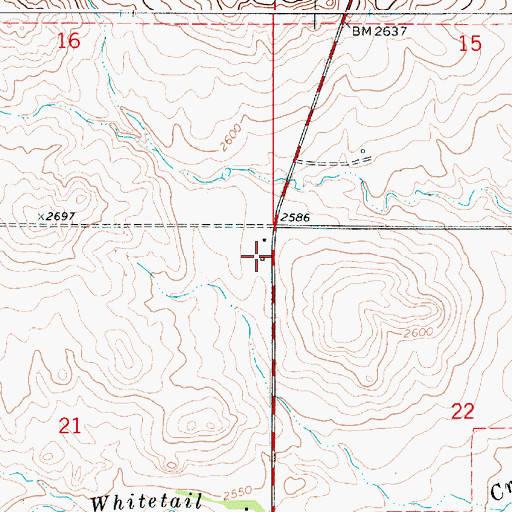 Topographic Map of 36N50E21AAAD01 Well, MT