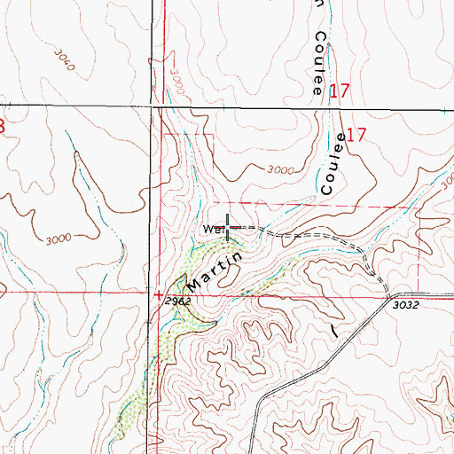 Topographic Map of 36N44E17CCAA01 Well, MT