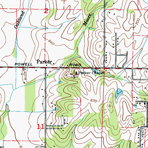 Topographic Map of Parker Church Cemetery, AL