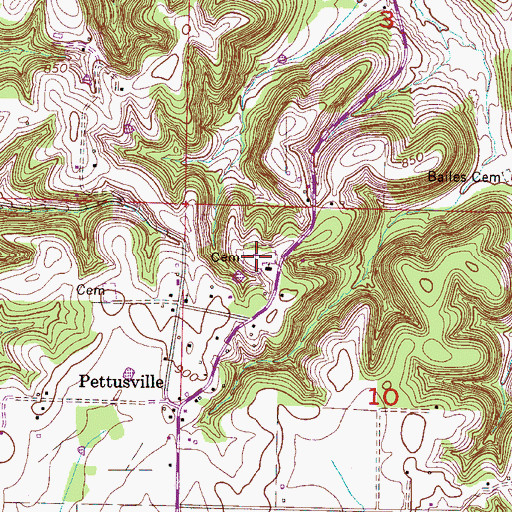 Topographic Map of Pettusville Church Cemetery, AL
