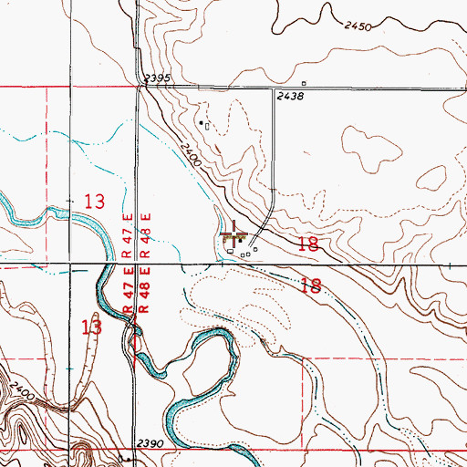 Topographic Map of 36N48E18BDC_01 Well, MT