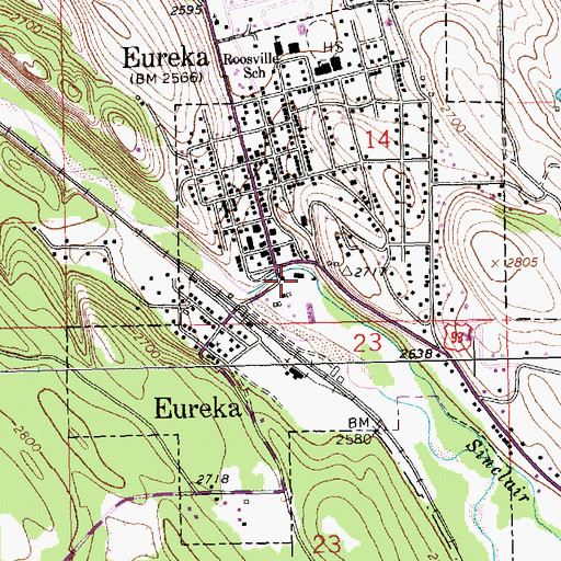 Topographic Map of 36N27W14DCCB01 Well, MT
