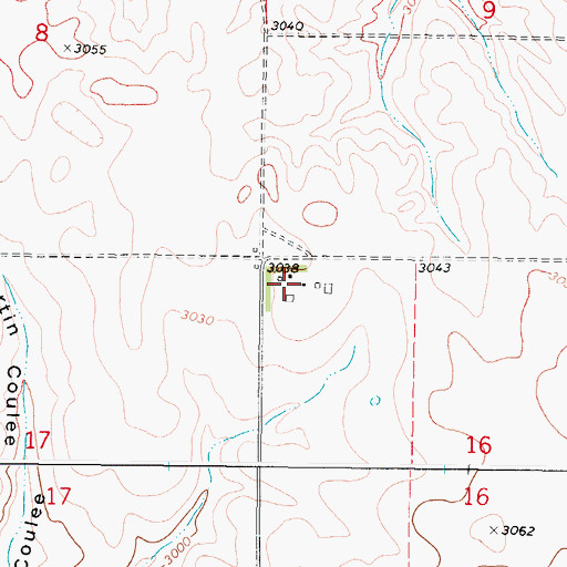 Topographic Map of 36N44E16BBBD01 Well, MT