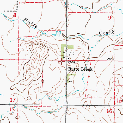 Topographic Map of 36N45E08DDDD01 Well, MT