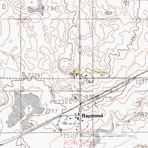 Topographic Map of 36N54E12DDDD01 Well, MT