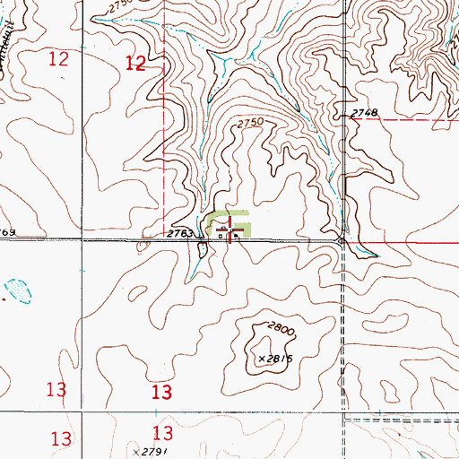 Topographic Map of 36N49E12DCDD01 Well, MT