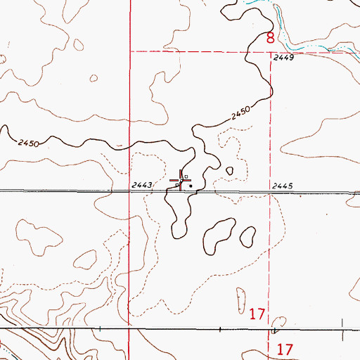 Topographic Map of 36N48E08CCDD01 Well, MT