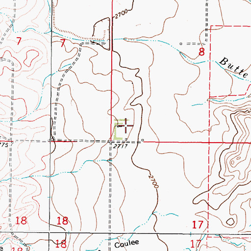 Topographic Map of 36N45E08CCCA01 Well, MT