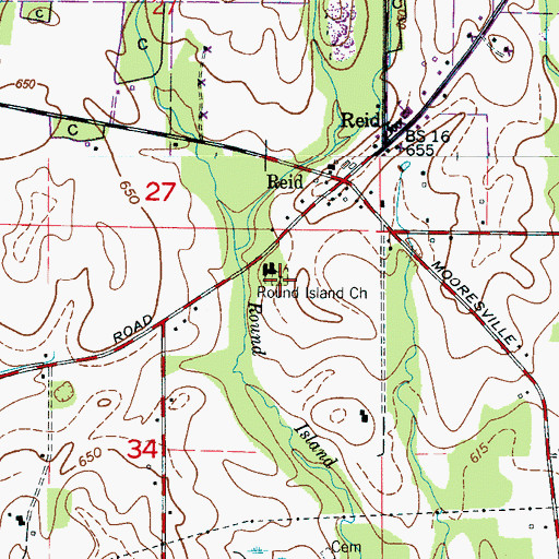 Topographic Map of Round Island Cemetery, AL