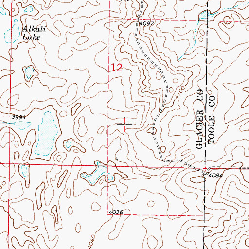 Topographic Map of 36N05W12DC__01 Well, MT
