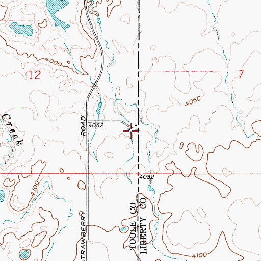 Topographic Map of 36N03E12DDAA01 Well, MT