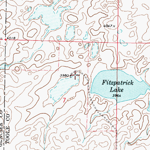 Topographic Map of 36N04W07AC__01 Well, MT