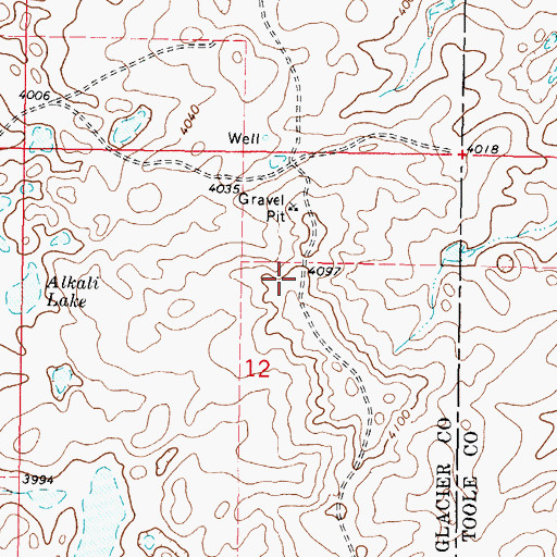 Topographic Map of 36N05W12AC__01 Well, MT