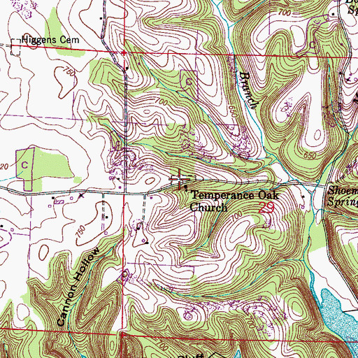 Topographic Map of Temperance Oak Cemetery, AL