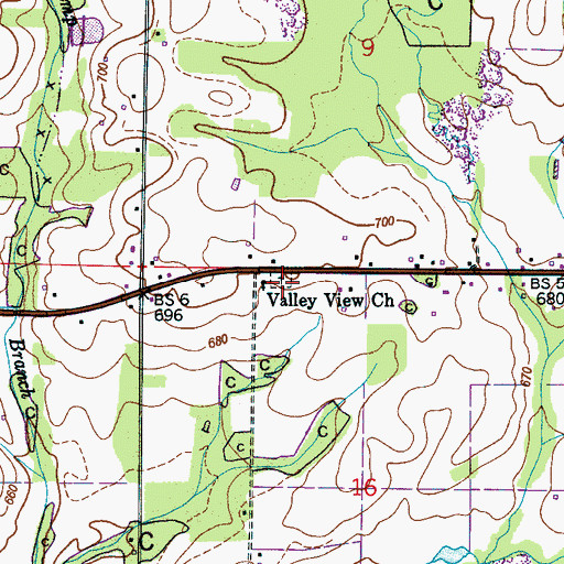 Topographic Map of Valley View Cemetery, AL