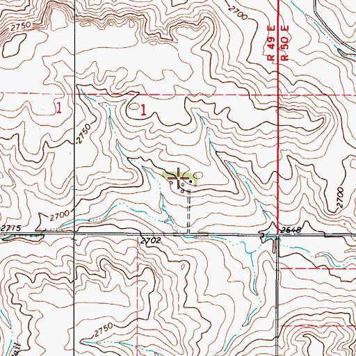 Topographic Map of 36N49E01DCAC01 Well, MT
