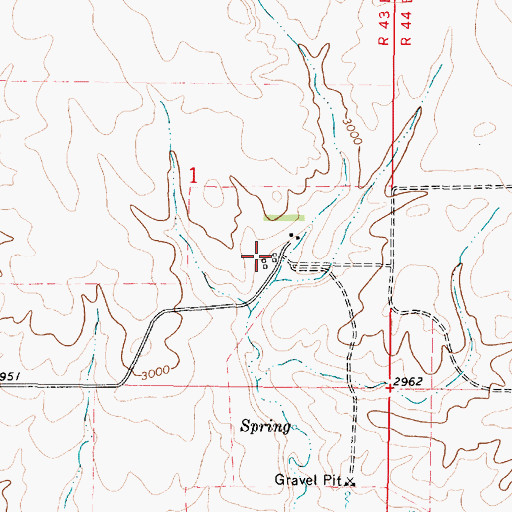 Topographic Map of 36N43E01DBDD01 Well, MT