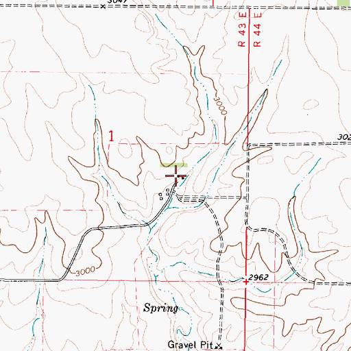 Topographic Map of 36N43E01DABC01 Well, MT