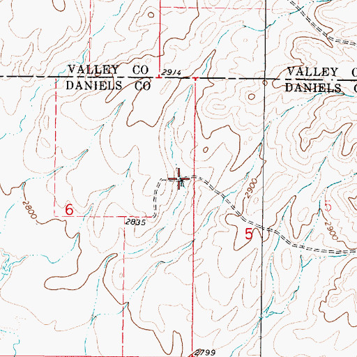 Topographic Map of 36N43E06ADAD01 Well, MT