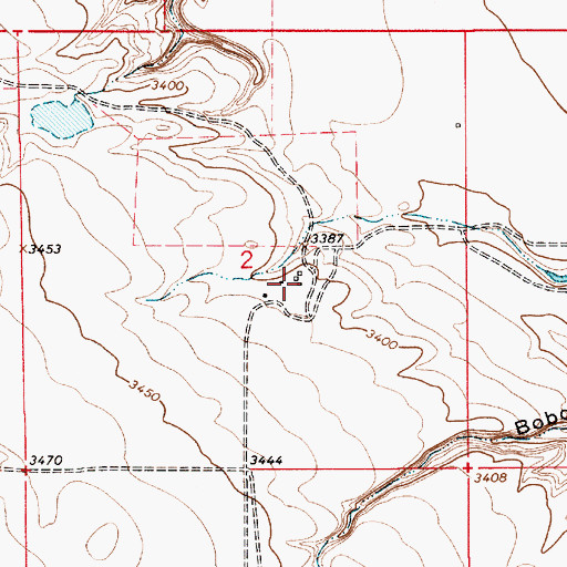 Topographic Map of 36N06E02DBAC01 Well, MT
