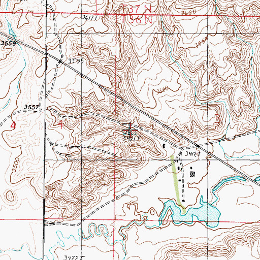 Topographic Map of 36N03W03CB__01 Well, MT