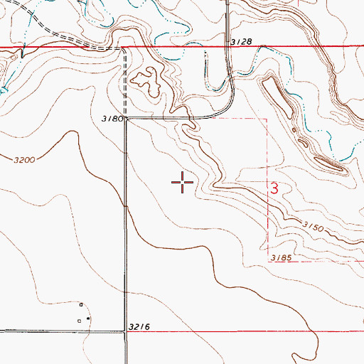 Topographic Map of 36N07E03BCDD01 Well, MT
