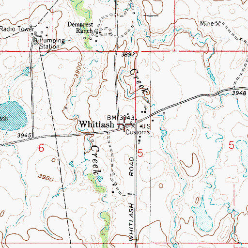 Topographic Map of 36N04E06ADDB01 Well, MT