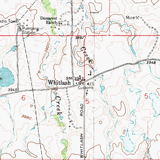 Topographic Map of 36N04E06ADDA01 Well, MT