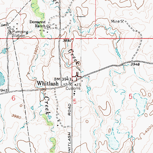 Topographic Map of 36N04E05BCBC01 Well, MT