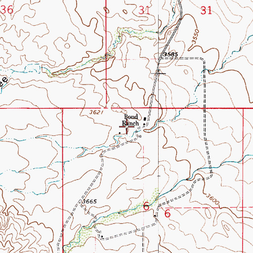 Topographic Map of 36N06E06BABD01 Well, MT