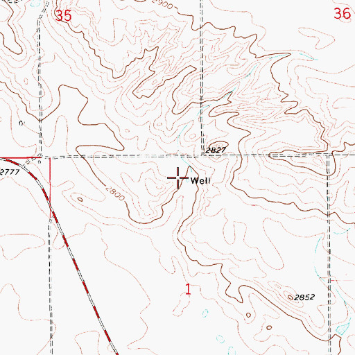 Topographic Map of 36N12E01BAAD01 Well, MT