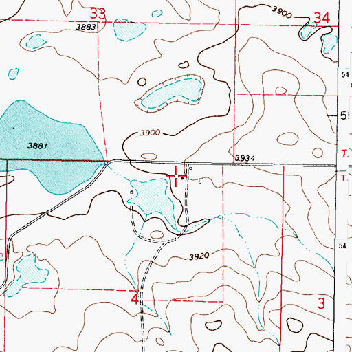 Topographic Map of 36N05W04AB__01 Well, MT