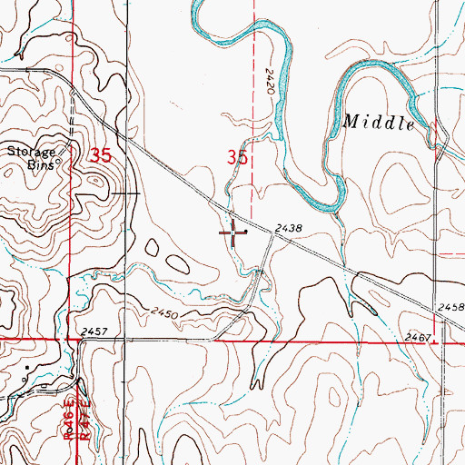 Topographic Map of 37N46E35CADD01 Well, MT