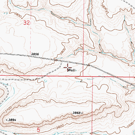 Topographic Map of 37N03W32DD__01 Well, MT