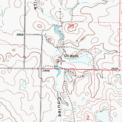 Topographic Map of 37N05W35CD__01 Well, MT