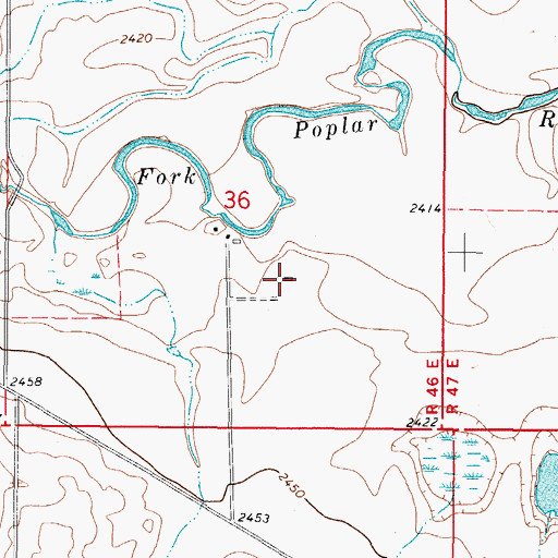 Topographic Map of 37N46E36DBDB01 Well, MT